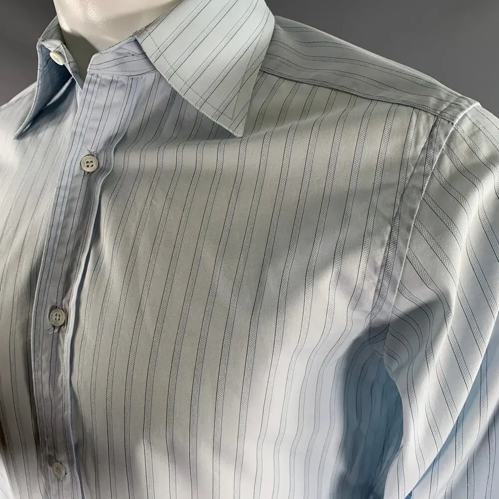 GUCCI Size S Blue Stripe Cotton Button Up Long Sleeve Shirt